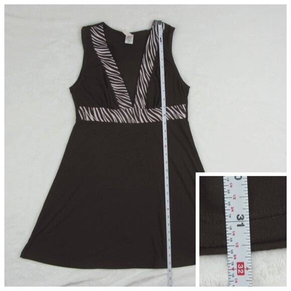 Tropical Honey Sleeveless Tunic Coverup with Zebra Trim Size S Brown - Picture 6 of 7